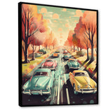 Green And Red Retro Roadsters - Cars Retro Canvas Wall Art