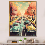 Green And Red Retro Roadsters - Cars Retro Canvas Wall Art
