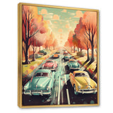 Green And Red Retro Roadsters - Cars Retro Canvas Wall Art