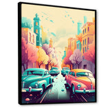 Orange And Green Retro Roadsters - Cars Retro Canvas Wall Art