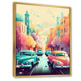 Orange And Green Retro Roadsters - Cars Retro Canvas Wall Art