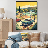 50'S Vintage Cars By The Beach I - Cars Retro Canvas Wall Art