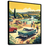 50'S Vintage Cars By The Beach I - Cars Retro Canvas Wall Art