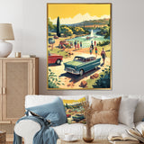 50'S Vintage Cars By The Beach I - Cars Retro Canvas Wall Art
