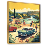 50'S Vintage Cars By The Beach I - Cars Retro Canvas Wall Art
