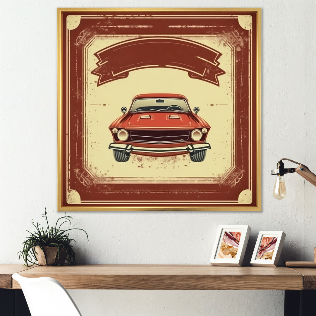 Red And Beige Raw Power Unleashed - Cars American Muscle Canvas Wall Art