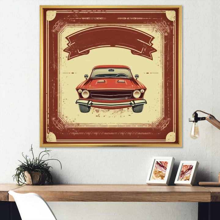 Red And Beige Raw Power Unleashed - Cars American Muscle Canvas Wall Art