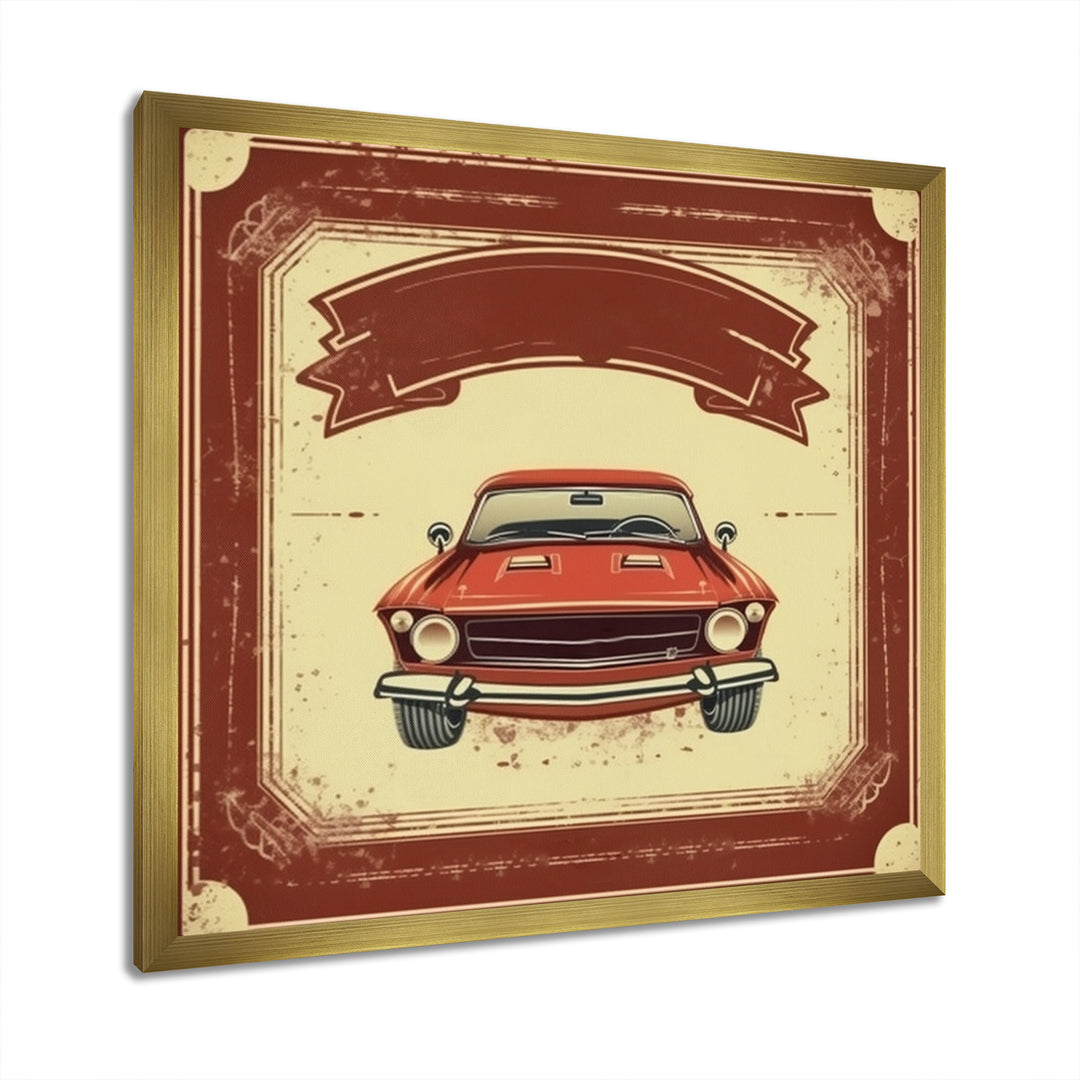 Red And Beige Raw Power Unleashed - Cars American Muscle Canvas Wall Art