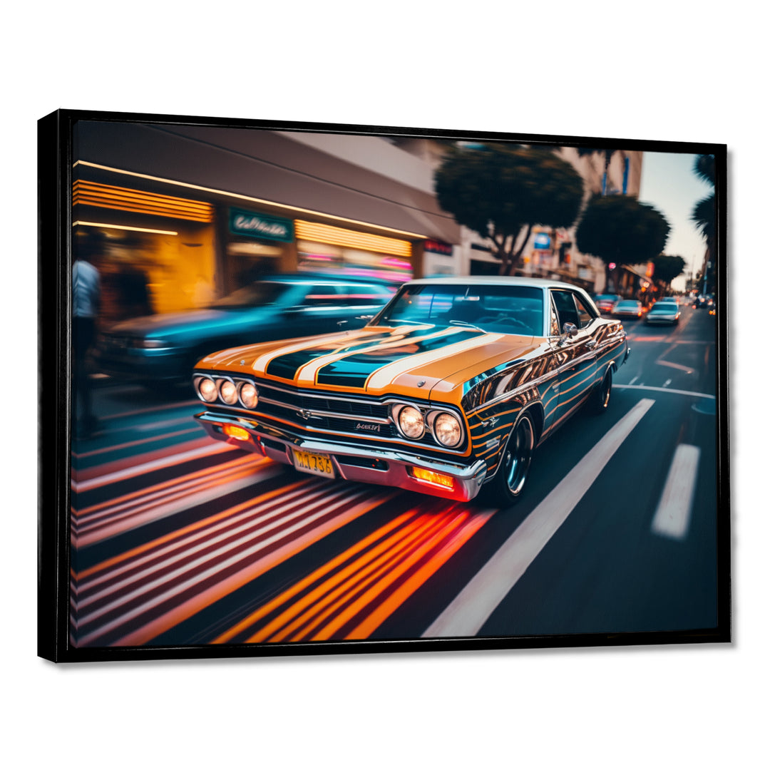 Orange And Black Muscle Car Artistry - Cars American Muscle Canvas Wall Art