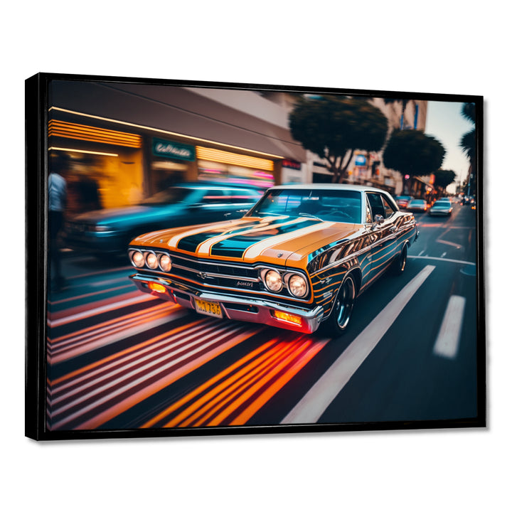 Orange And Black Muscle Car Artistry - Cars American Muscle Canvas Wall Art