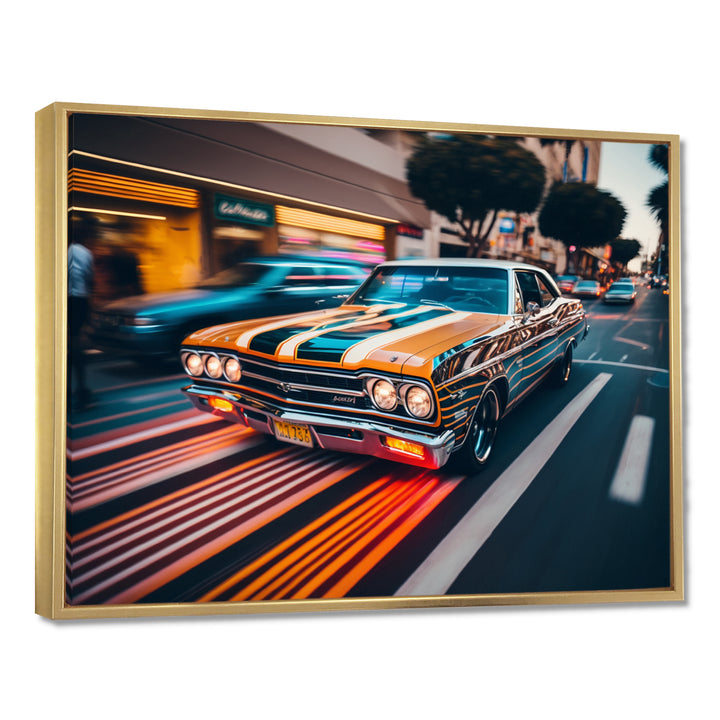 Orange And Black Muscle Car Artistry - Cars American Muscle Canvas Wall Art