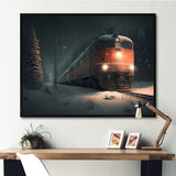 Train In Snowstorm - Transportation Train Canvas Wall Art