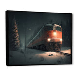 Train In Snowstorm - Transportation Train Canvas Wall Art