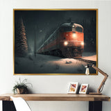 Train In Snowstorm - Transportation Train Canvas Wall Art