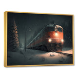 Train In Snowstorm - Transportation Train Canvas Wall Art