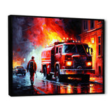 The Fire Truck's Fiery Pursuit I - Transportation Fire Truck Canvas Wall Art