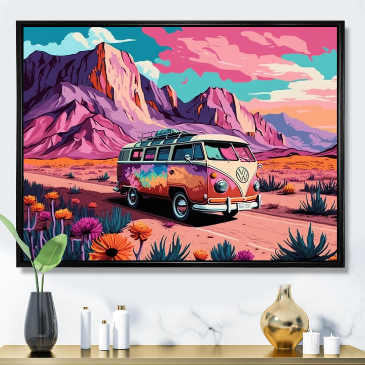 Vintage Van Roadside Stories I - Car Van Canvas Wall Art