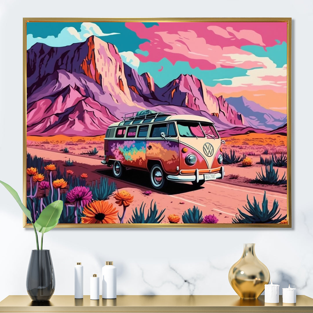 Vintage Van Roadside Stories I - Car Van Canvas Wall Art