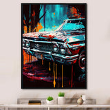 Blue And Gold Expressions Of Classic Cars - Cars Retro Canvas Wall Art