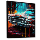 Blue And Gold Expressions Of Classic Cars - Cars Retro Canvas Wall Art