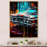 Blue And Gold Expressions Of Classic Cars - Cars Retro Canvas Wall Art