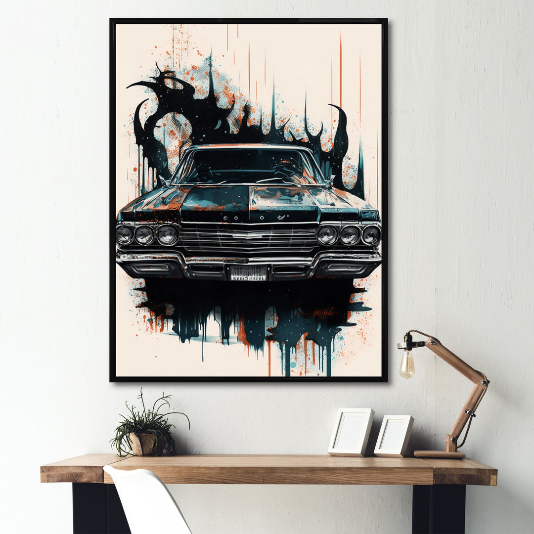 Black And Cream Expressions Of Classic Cars - Cars Retro Canvas Wall Art
