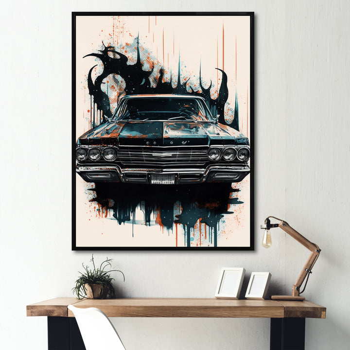 Black And Cream Expressions Of Classic Cars - Cars Retro Canvas Wall Art