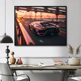 Fast Car On The Highway - Cars Race Exotic Canvas Wall Art