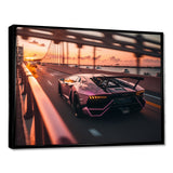 Fast Car On The Highway - Cars Race Exotic Canvas Wall Art