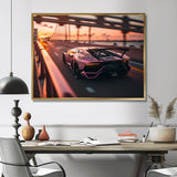 Fast Car On The Highway - Cars Race Exotic Canvas Wall Art