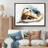 Train On The Tracks - Transportation Train Canvas Wall Art