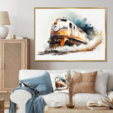 Train On The Tracks - Transportation Train Canvas Wall Art
