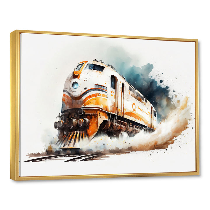 Train On The Tracks - Transportation Train Canvas Wall Art