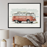 Van On The Beach - Car Van Canvas Wall Art
