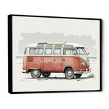 Van On The Beach - Car Van Canvas Wall Art