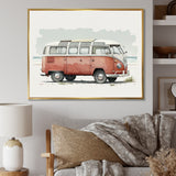 Van On The Beach - Car Van Canvas Wall Art