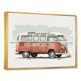 Van On The Beach - Car Van Canvas Wall Art