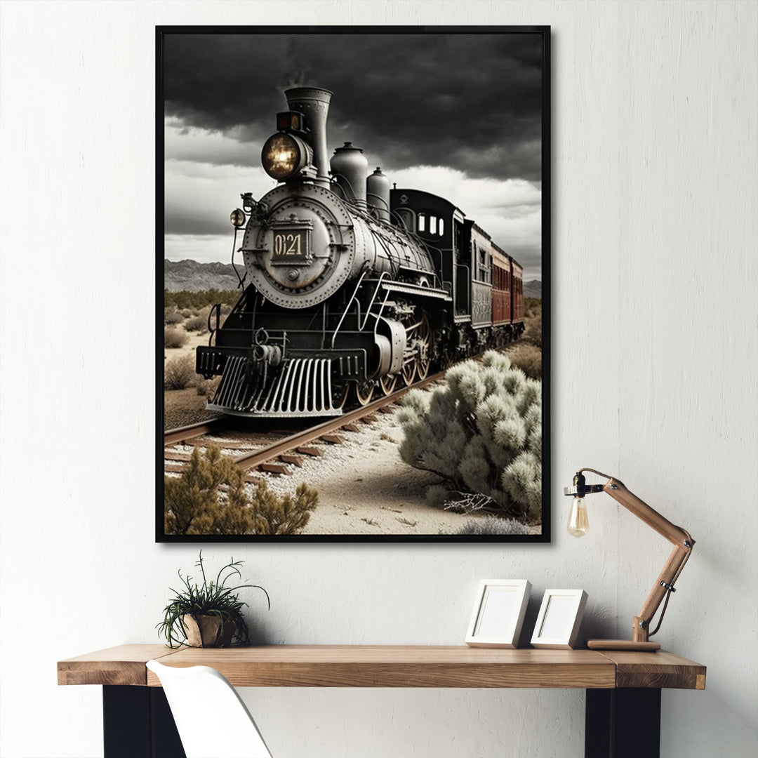 Train On The Track I - Transportation Train Canvas Wall Art