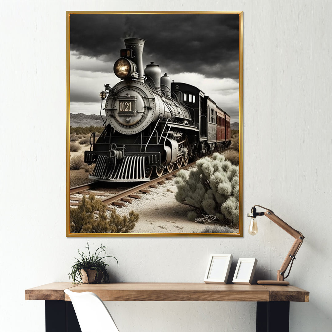 Train On The Track I - Transportation Train Canvas Wall Art