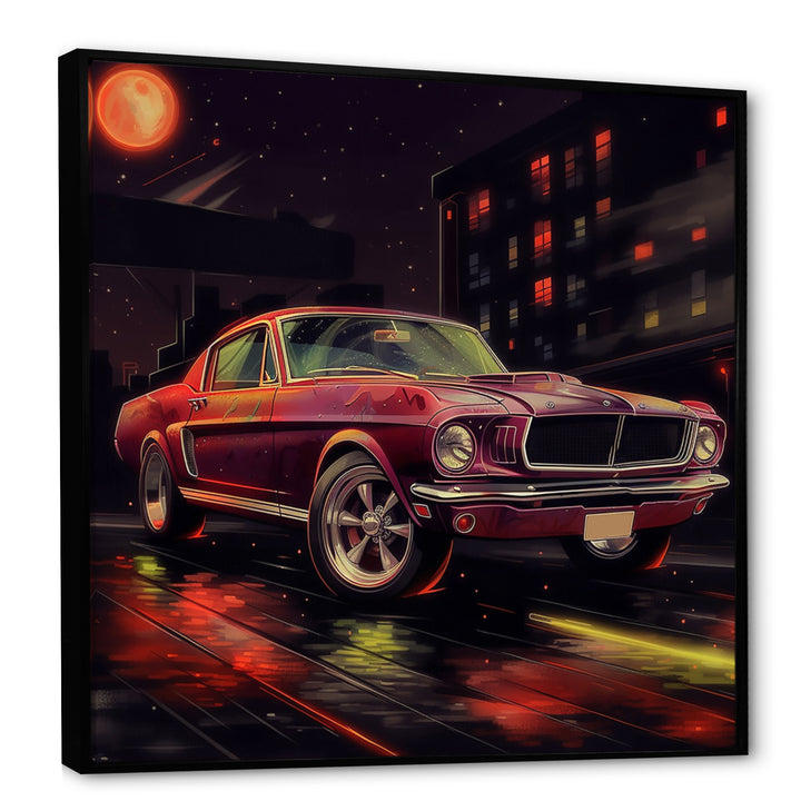 Red And Black Revving The Canvas - Cars American Muscle Canvas Wall Art