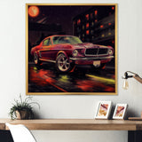 Red And Black Revving The Canvas - Cars American Muscle Canvas Wall Art