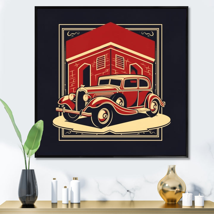 Red And Black Reflections Of Retro Cars - Cars Retro Canvas Wall Art