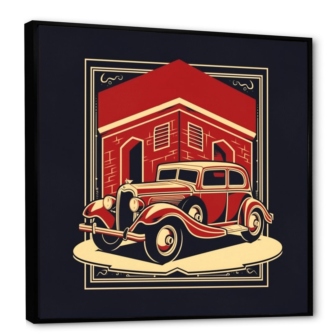 Red And Black Reflections Of Retro Cars - Cars Retro Canvas Wall Art