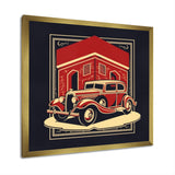 Red And Black Reflections Of Retro Cars - Cars Retro Canvas Wall Art