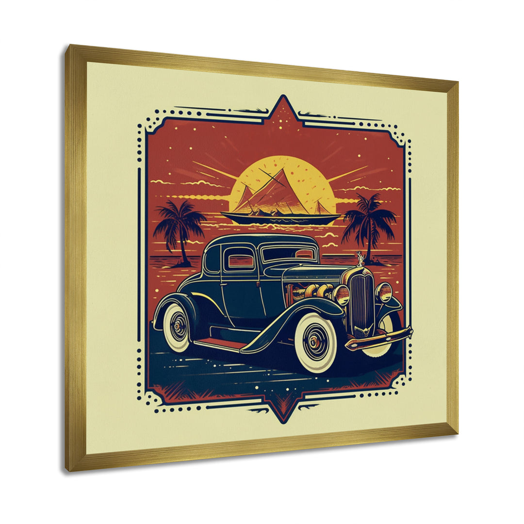 Green And Orange Reflections Of Retro Cars - Cars Retro Canvas Wall Art