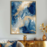 Blue And White Abstracted Liquid Art III - Abstract Canvas Wall Art