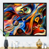 Abstract Music and Rhythm Framed Canvas Vibrant Black - 1.5" Thick
