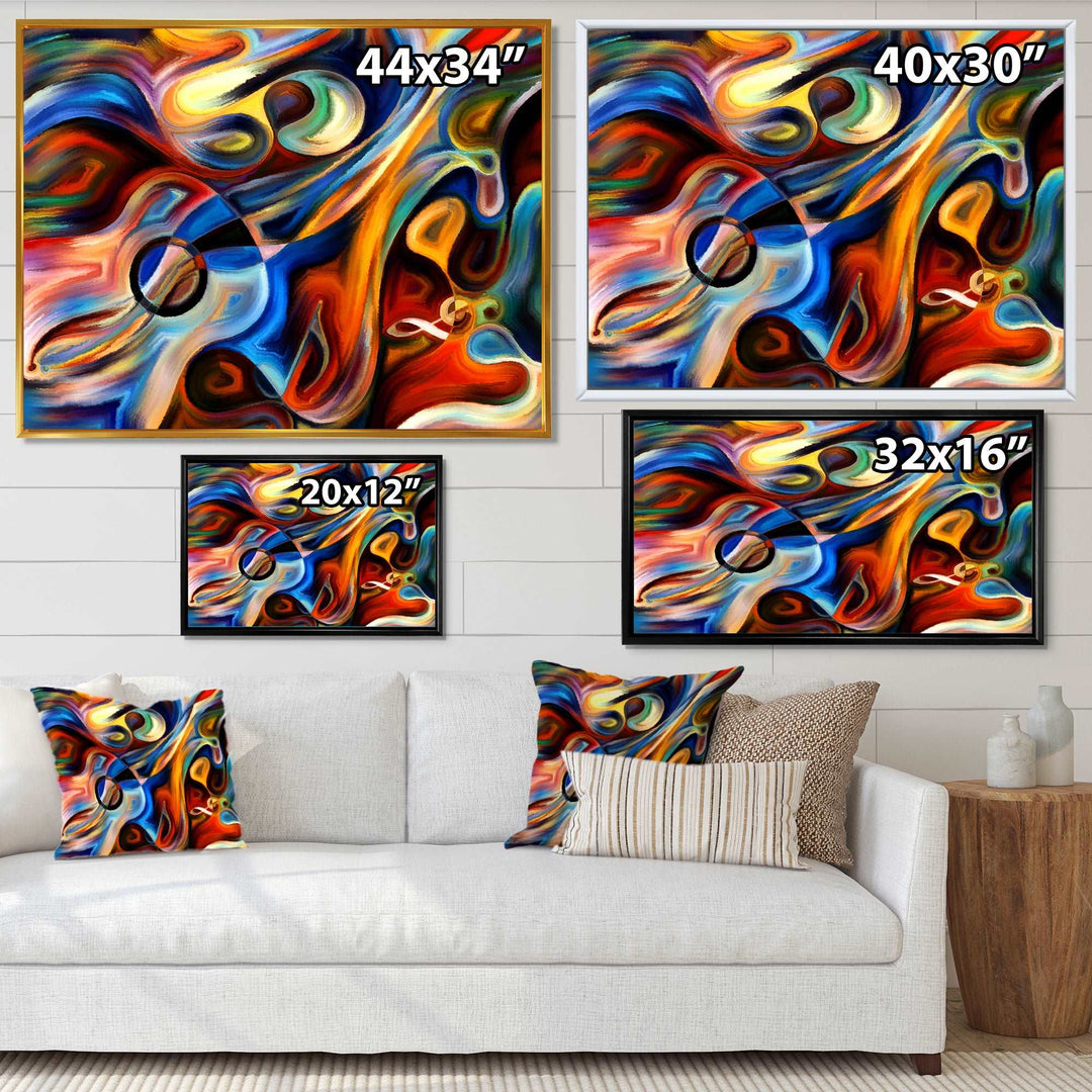 Abstract Music and Rhythm Framed Print Matte White - 1.5" Width