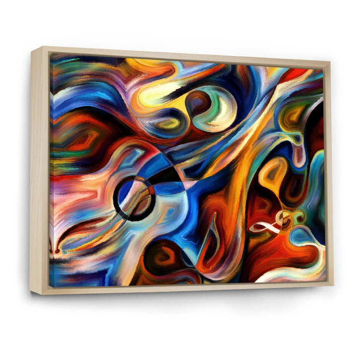 Abstract Music and Rhythm Framed Canvas Matte White - 1.5" Thick