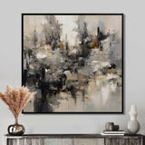 Grey Black Inner Worlds Of Marble I - Abstract Canvas Wall Art